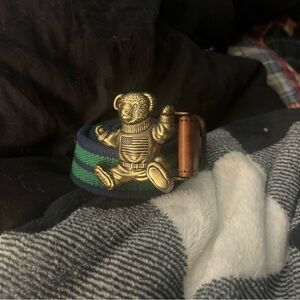 Ralph Lauren Blue and Green Belt with Bear Buckle